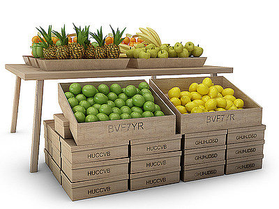 超市货架水果货架模型3d模型