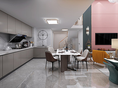 3d现代别墅客厅模型