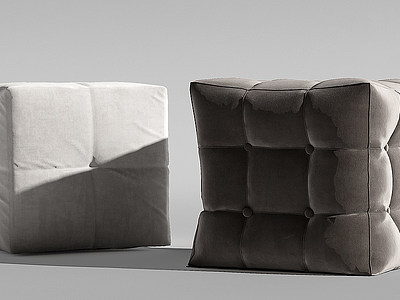 Poliform现代布绒沙发凳模型