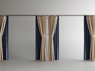 3d现代窗帘罗马杆模型