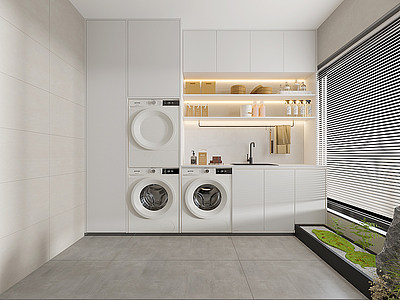 3d现代洗衣机柜模型
