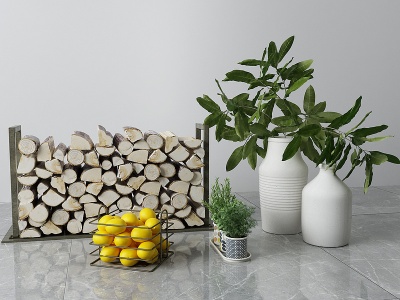 现代木材花瓶模型3d模型