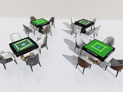 3d现代麻将桌椅模型