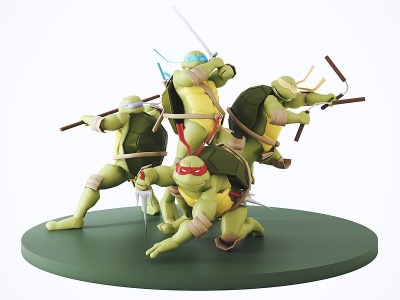 3d现代忍者神龟手办模型
