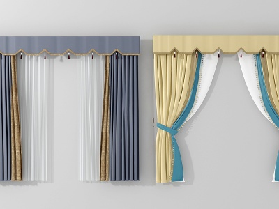 3d现代窗帘组合模型