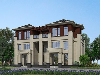 新中式独栋别墅模型3d模型