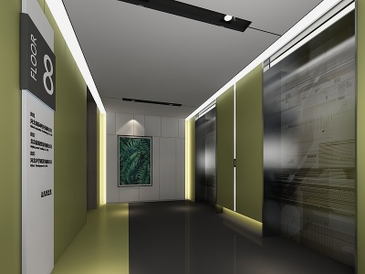 3d现代办公空间电梯模型
