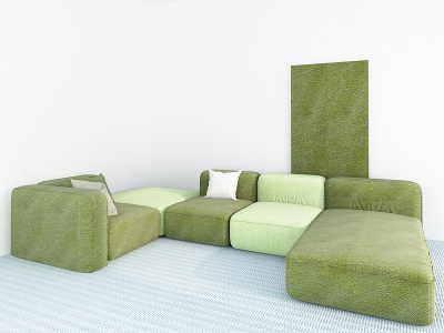 3d现代绿色多人沙发模型