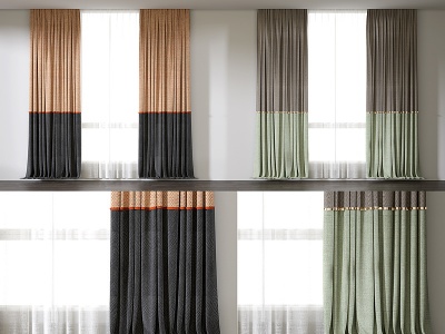 现代窗帘组合窗帘丝绸窗帘模型3d模型