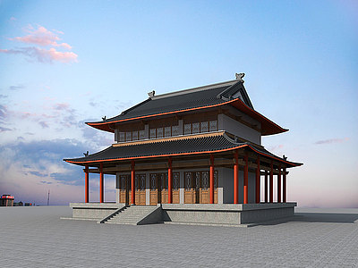 3d中式建筑中式古建寺庙模型