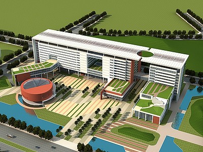 3d现代漳州行政楼模型
