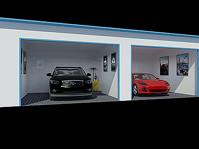 3d现代建筑简易洗车房模型
