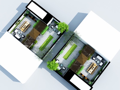 3d现代居家庭院模型
