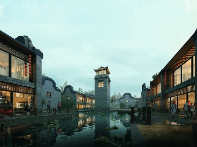 中式古镇商业文化街模型3d模型