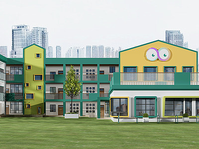 3d幼儿园外观建筑模型