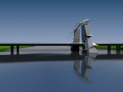 现代金属水泥桥梁模型3d模型