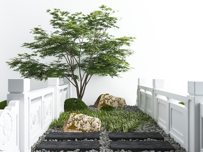 現代綠植盆栽景觀石模型3d模型