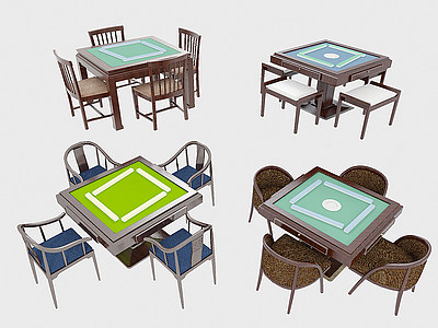 3d新中式娱乐桌麻将桌模型