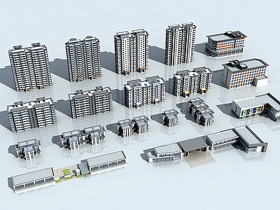3d新中式住宅小区模型