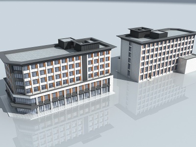 3d现代新中式商业酒店办公楼模型