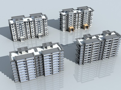 3d新中式多层住宅模型