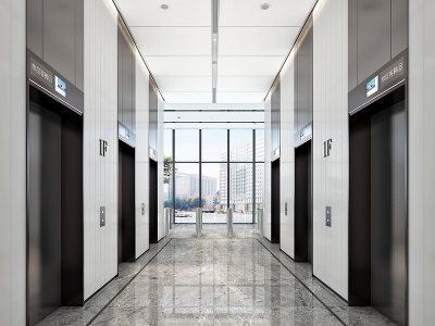 現代電梯過道辦公電梯廳模型3d模型