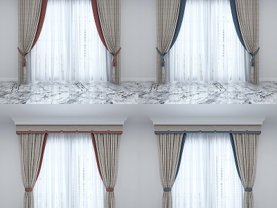 中式窗帘模型3d模型