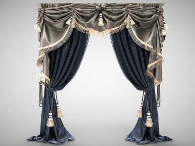 3d欧式风格窗帘模型