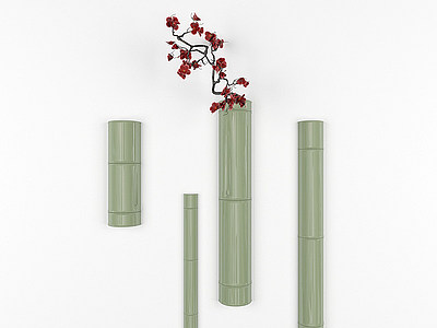 3d新中式竹子装饰墙饰模型