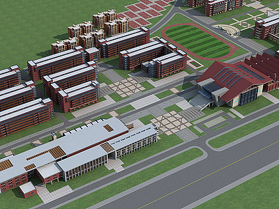 现代学校建筑大学城教学楼模型3d模型