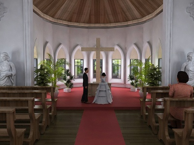 3d简欧教堂婚礼模型