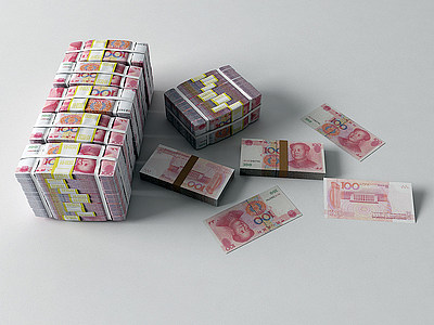 3d现代人民币钞票钱模型