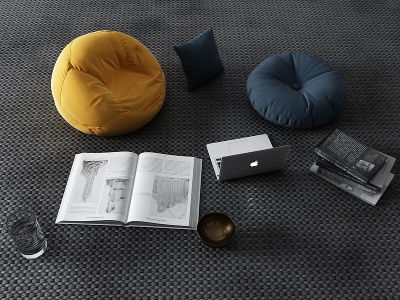 3d现代懒人沙发书籍模型