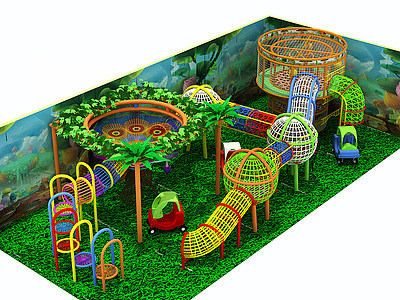 现代儿童乐园游乐场模型