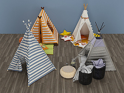 3d现代儿童帐篷床模型