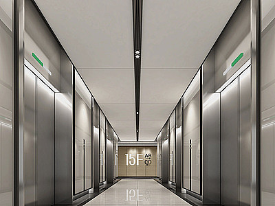現代電梯廳模型3d模型