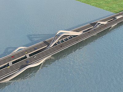 现代大桥创意大桥三车道模型3d模型
