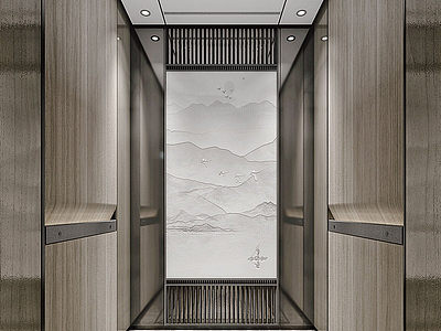 新中式電梯轎廂模型3d模型