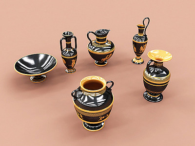 歐式古典陶瓷器皿模型3d模型