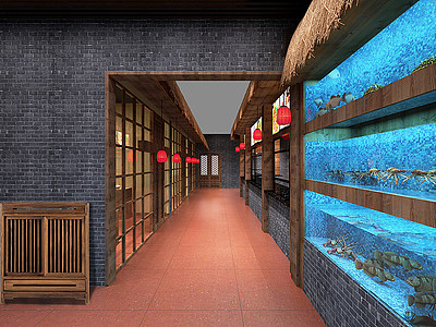 中式中餐厅包厢模型3d模型