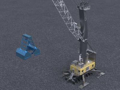 3d重型吊机起重机工程作业模型