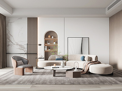 現代簡約大氣家居客廳模型3d模型