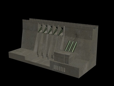 3d工程水库大坝模型