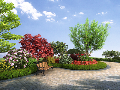 現代戶外公園綠植景觀3d模型