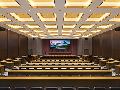 酒店大型百人商务会议室模型3d模型