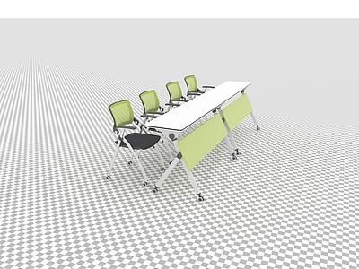 商務辦公室會議桌課桌折疊模型