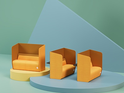 双人卡座沙发模型3d模型