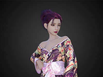 3d女人日式和服美女模型