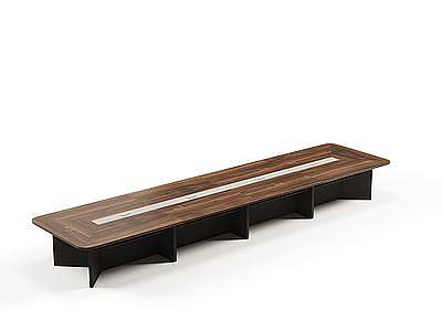 3d现代多人木质会议桌模型