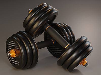 3d哑铃运动健身器材件夹模型